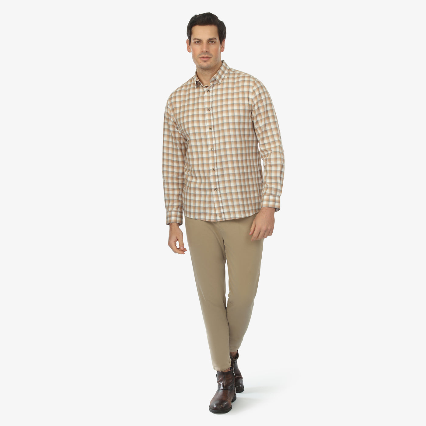 Sawtooth Plaid Button-Down Shirt