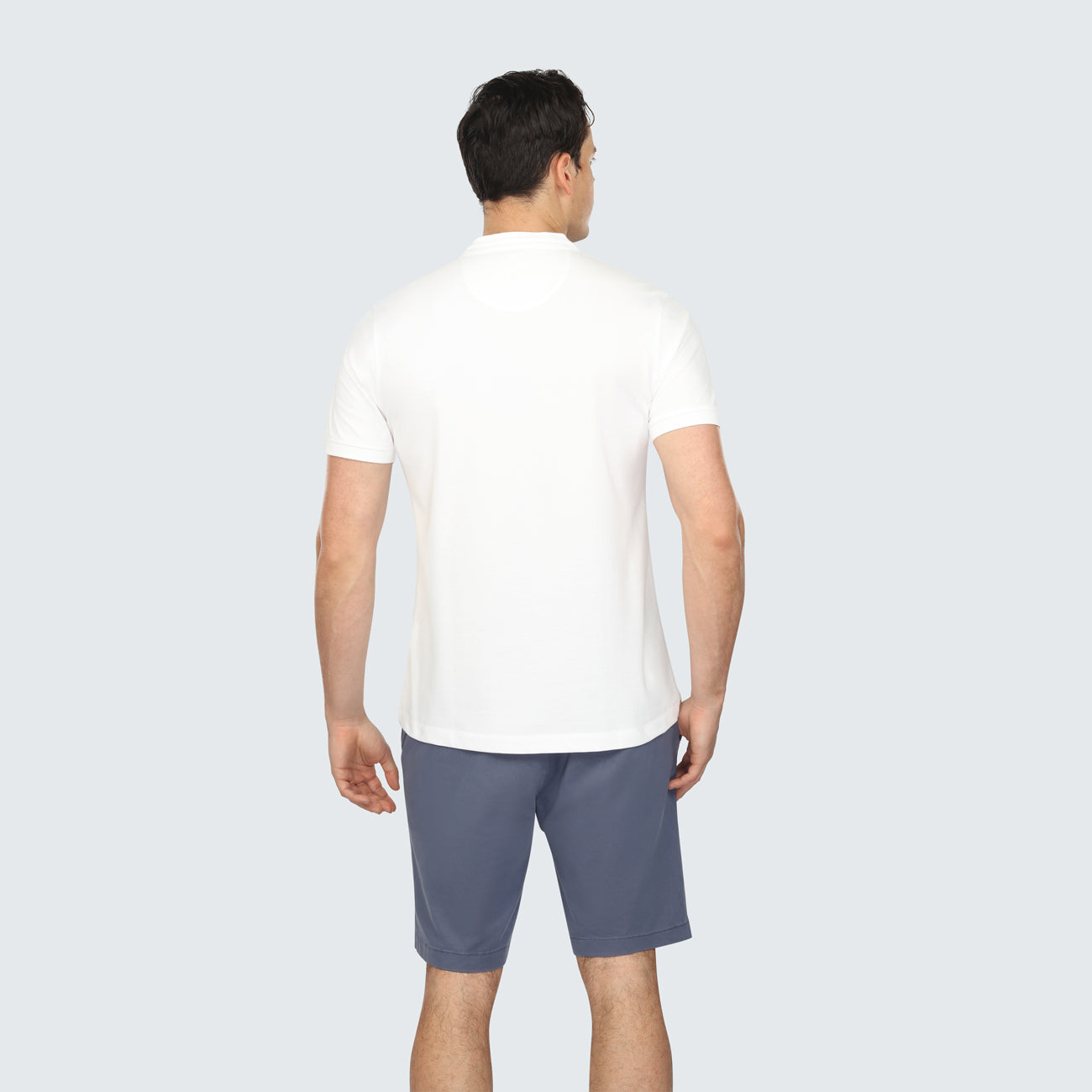 Pure White Short Sleeve Pique Henley